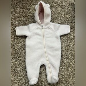 Ralph Lauren Baby Girls' Bear Ear Bunting Long-Sleeve Pramsuit Sz 3M
